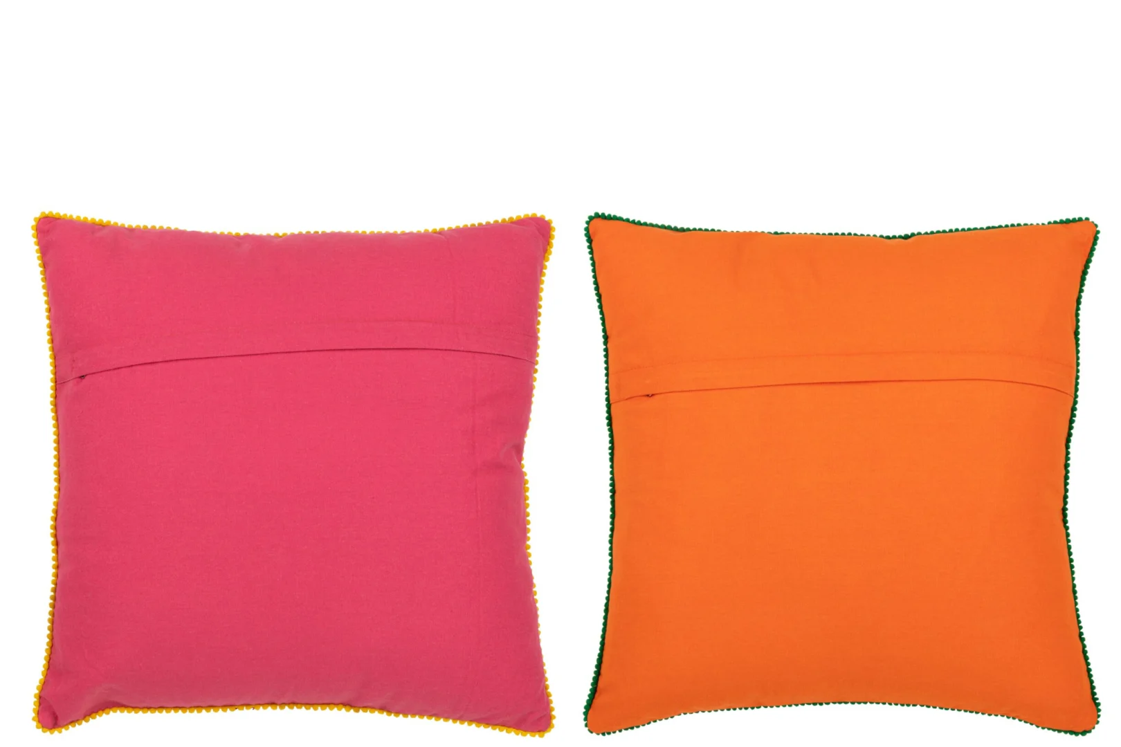 Kussen Sibona set van 2 in roze en oranje, 45x45 cm, met zachte boorden en effen achterkant