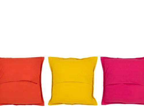 Kussen Eerbeek set van 3 kleurrijke sierkussens 40 x 40 cm in oranje, geel en roze katoen