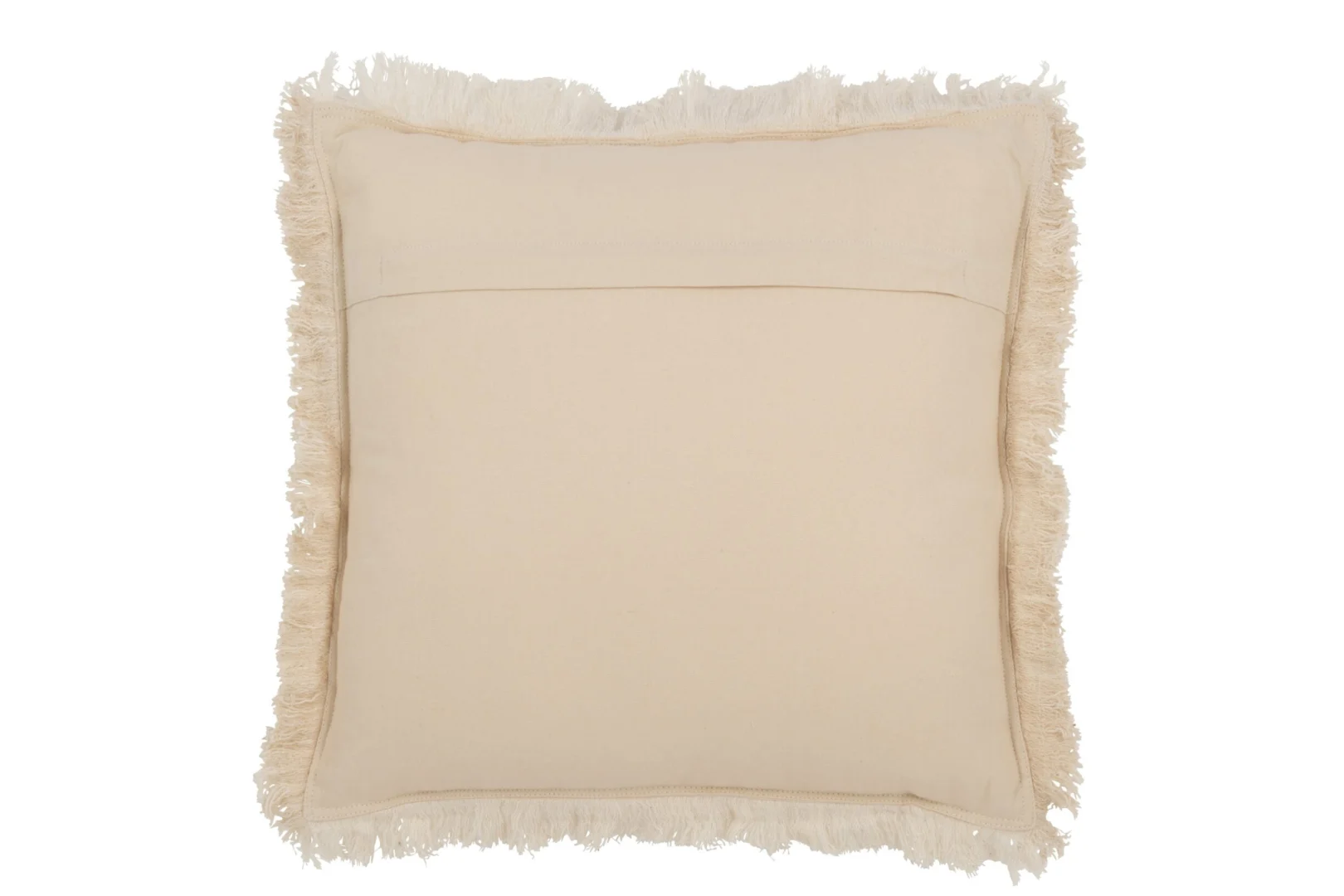 Kussen Slily beige 45x45 cm met katoenen muslin en franjes, zachte natuurlijke uitstraling