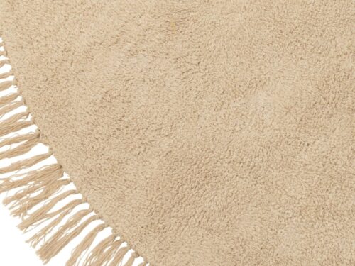 Vloerkleed Klookes beige 150x150 cm van katoen met zachte pool en speelse franjes