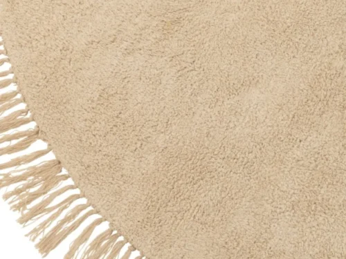 Vloerkleed Klookes beige 150x150 cm van katoen met zachte pool en speelse franjes