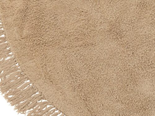 Vloerkleed Faial Beige 150x150 cm met zachte katoenen pool en speelse franjes