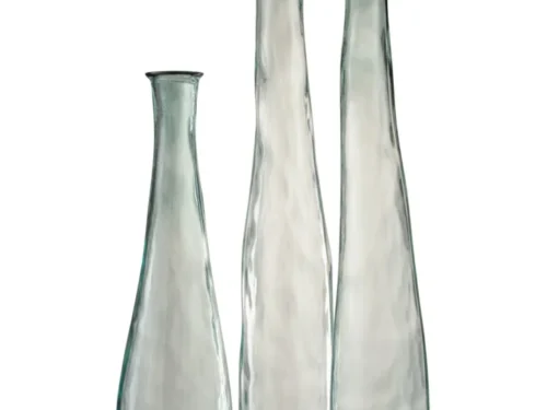Vaas Pantonte glas transparant H120 cm, slanke hoge designvaas in set van drie, licht en elegant