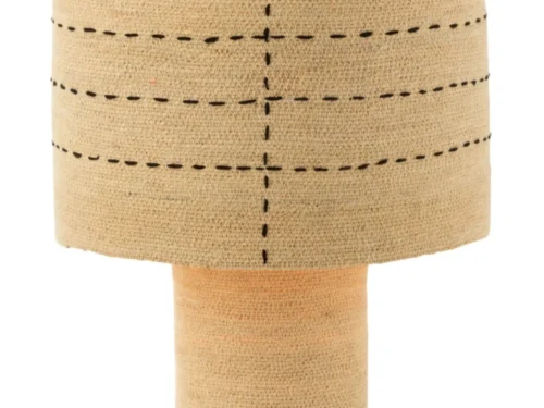 Tafellamp Meindal zeegras naturel met ronde kap en zwarte stikseldetails, 60 cm hoog