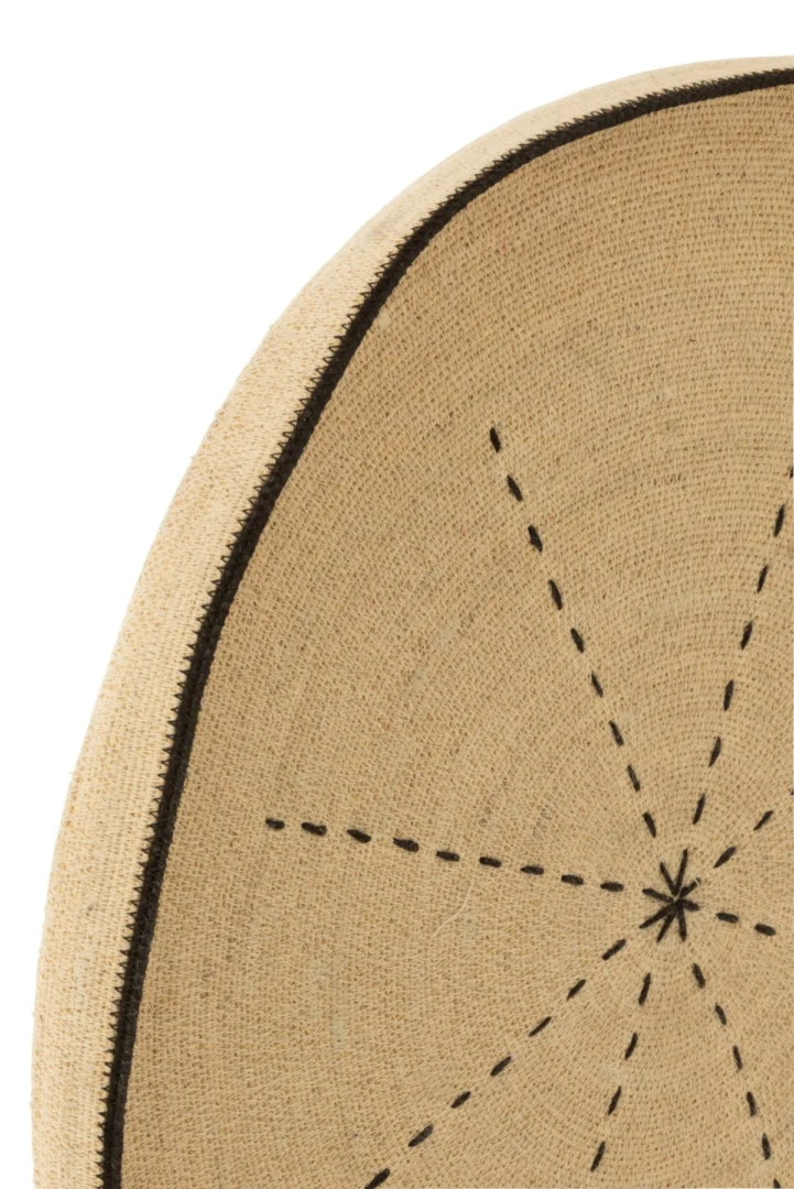 Wanddecoratie Gruver naturel van zeegras met zwart stiksel en subtiel grafisch patroon