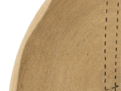 Wanddecoratie Gaber naturel van zeegras met zwarte stippellijnen, gevlochten en rond vormgegeven