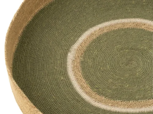 Rond Dienblad Slerrane van groen zeegras met natuurlijke vezelrand en rustige decoratieve uitstraling