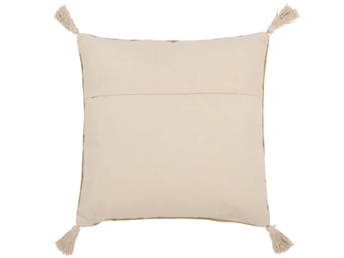 Kussen Noolu Beige met speelse kwastjes en rustige, warme uitstraling