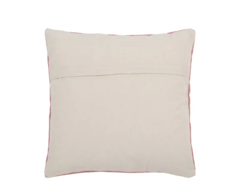 Kussen Alesund Roze met zachte beige voorkant en roze rand, vierkant sierkussen voor extra sfeer in huis