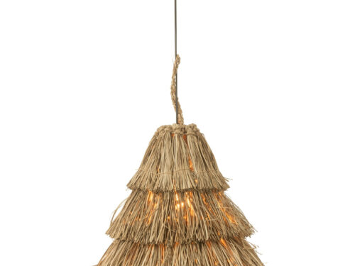 Hanglamp Baalvis Zeegras met 5-laags naturel franjes, rustieke natuurlijke uitstraling en lange kabel