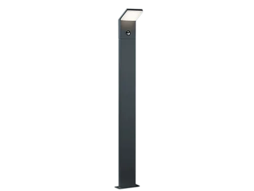 Buitenlamp Greelvi antraciet, strakke LED padlamp met witte kap en modern recht design