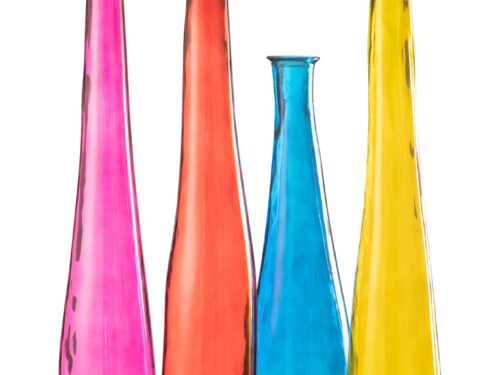 Vaas Flomello glas roze H120 cm, slanke hoge vaas in roze glas voor een elegante blikvanger in huis