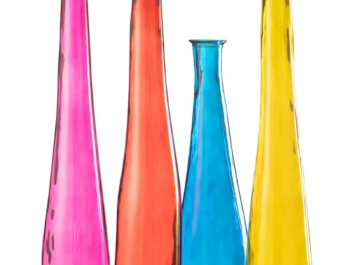 Vaas Flomello glas roze H120 cm, slanke hoge vaas in roze glas voor een elegante blikvanger in huis