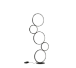 Vloerlamp Maundar mat zwart, 115 cm, met vijf ringen en geïntegreerde LED-verlichting