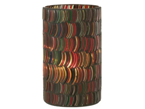 Windlicht Gruby glas, meerkleurig met gegroefd patroon, 23 cm hoog, decoratief en sfeervol