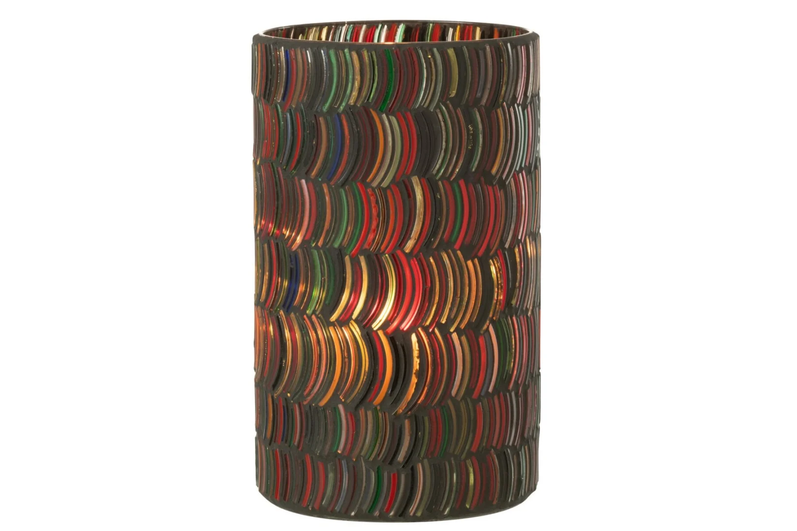 Windlicht Gruby glas, meerkleurig met gegroefd patroon, 23 cm hoog, decoratief en sfeervol