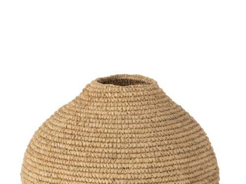 Vaas Slornir Kapok naturel, ronde vorm met geweven textuur en stevige uitstraling, H52 cm
