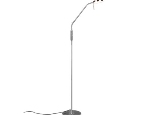 MONZA vloerlamp mat nikkel, slank design met gebogen arm en geïntegreerde LED, 145 cm, set van 3