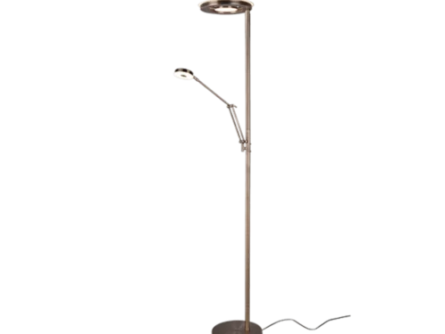 Vloerlamp Meeldol brons H181 cm met verstelbare leesarm en geïntegreerde LED