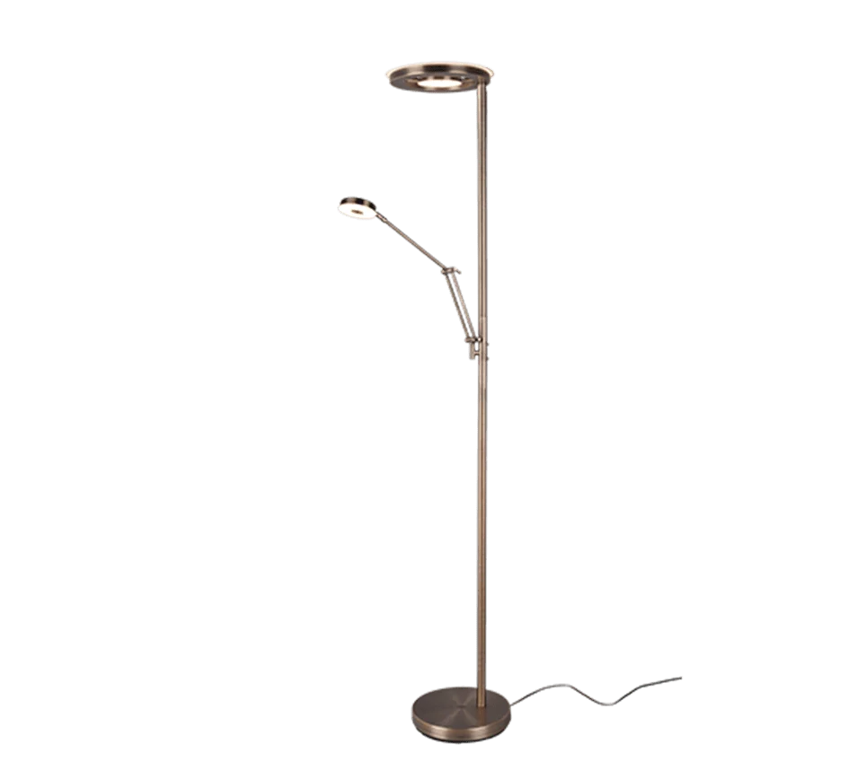 Vloerlamp Meeldol brons H181 cm met verstelbare leesarm en geïntegreerde LED