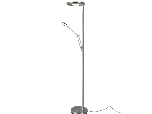 Vloerlamp Hunsek mat nikkel met LED, verstelbare leesarm en ronde voet, H181 cm, set van 3