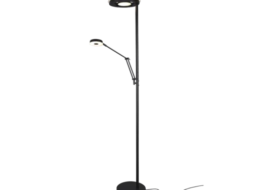 Boodello matzwarte vloerlamp H181 cm met metalen ontwerp en twee apart bedienbare LED-lichtbronnen