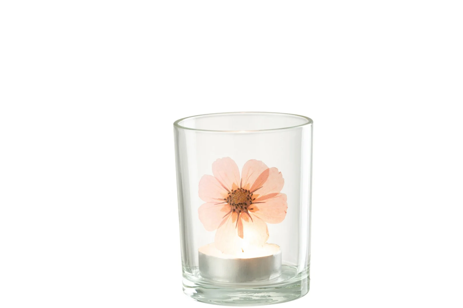 Steirnena glazen hurricane met meerkleurige bloemprint, compact kaarsenhouder voor sfeer op tafel of vensterbank