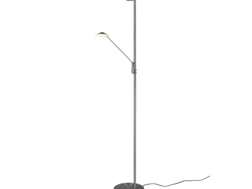 Neensano vloerlamp mat nikkel H180 cm, slank design met twee verstelbare LED-lichtbronnen