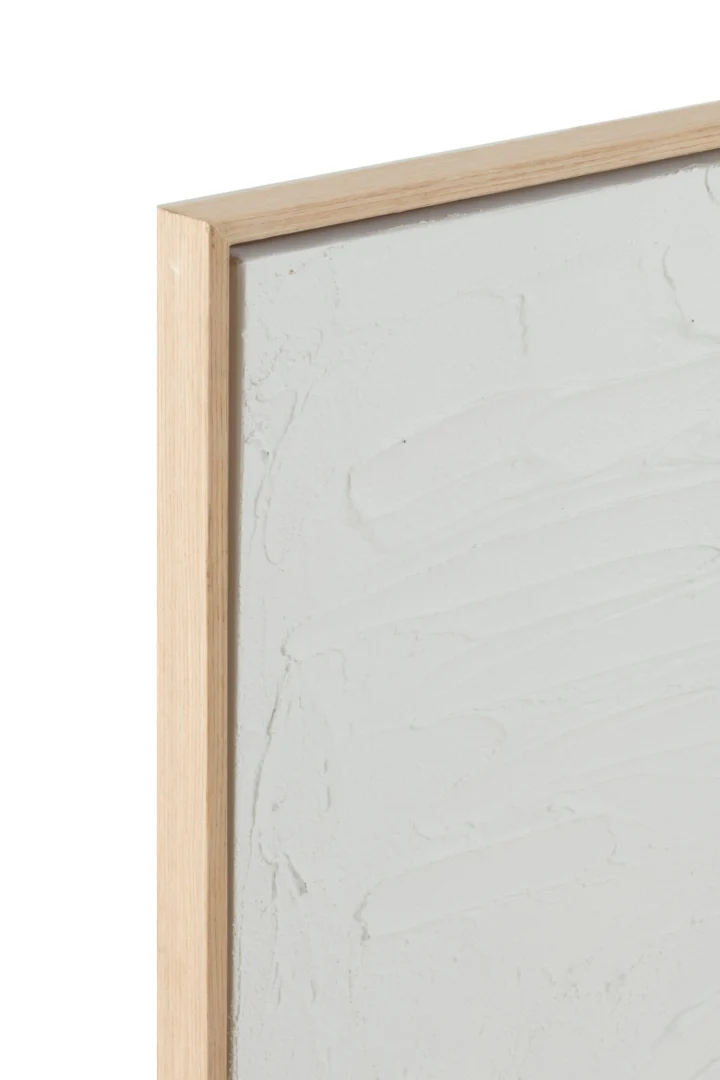 Schilderij Koras Wit set van 2 met witte textuur en houten lijst, rustige wanddecoratie voor elk interieur