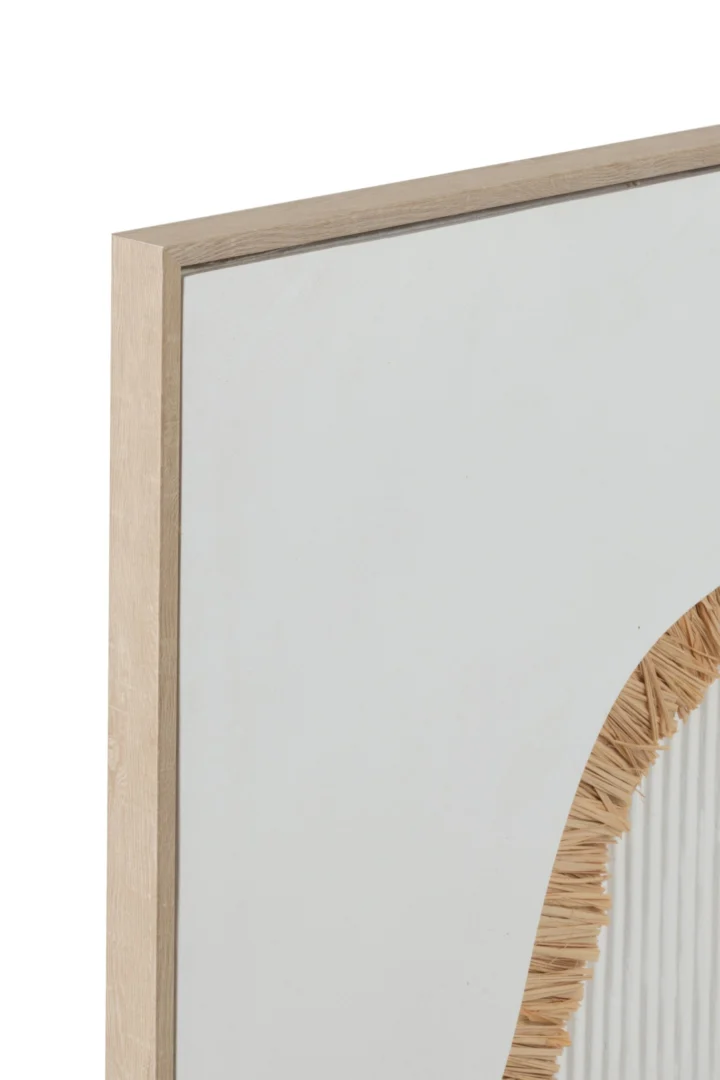 Schilderij Foras Wit set van 2 met witte canvas en natuurlijke stroaccenten in licht houten lijst