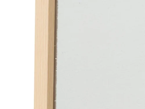 Schilderij Vundond Wit met houten lijst en wit canvas, strak en rustig wandschilderij voor een lichte uitstraling