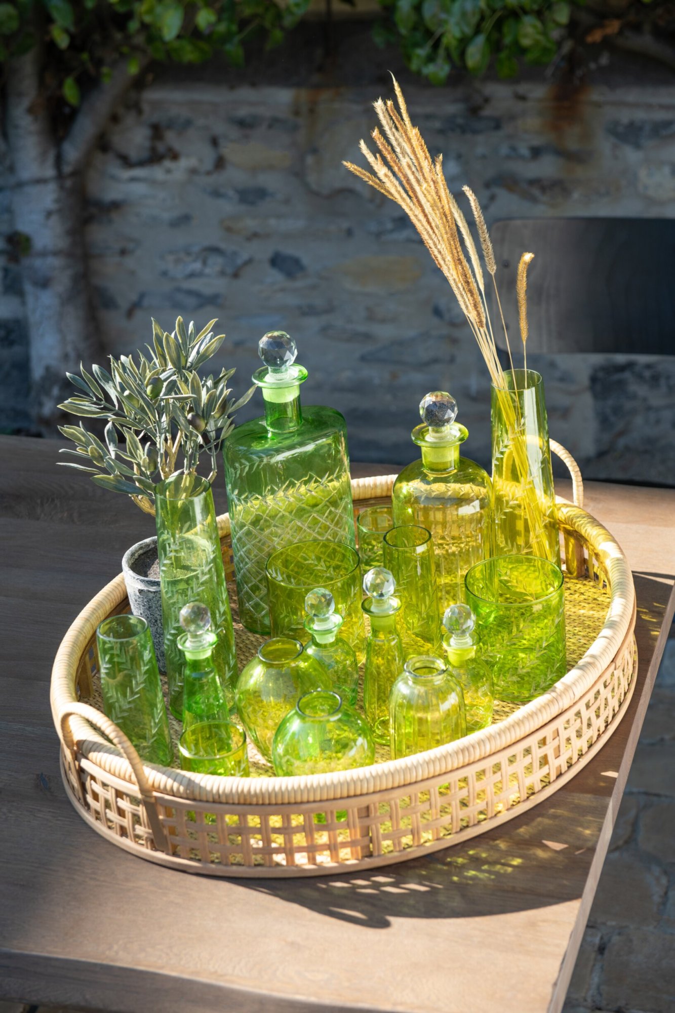 Karaf Grintu Glas Groen - Set van 2 - Afbeelding 3