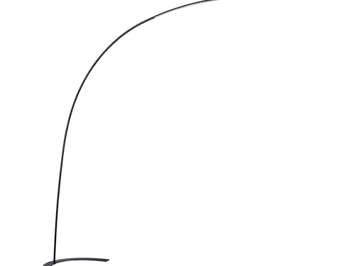 Zwarte Breerrora vloerlamp H210 cm, slank metalen design met gebogen arm en geïntegreerde LED