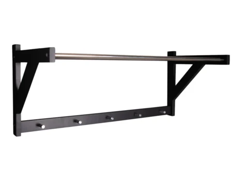 Hoedenplank Bollas staal 78 cm, zwart wandmodel met haken en robuust design