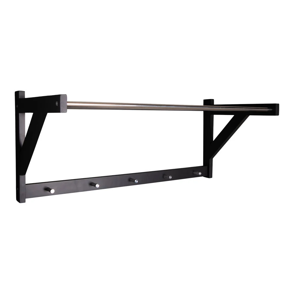 Hoedenplank Bollas staal 78 cm, zwart wandmodel met haken en robuust design