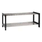 Schoenenrek Veskira staal 78 cm, zwart met twee open planken voor nette schoenenopslag