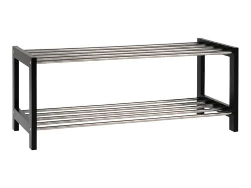 Schoenenrek Veskira staal 78 cm, zwart met twee open planken voor nette schoenenopslag
