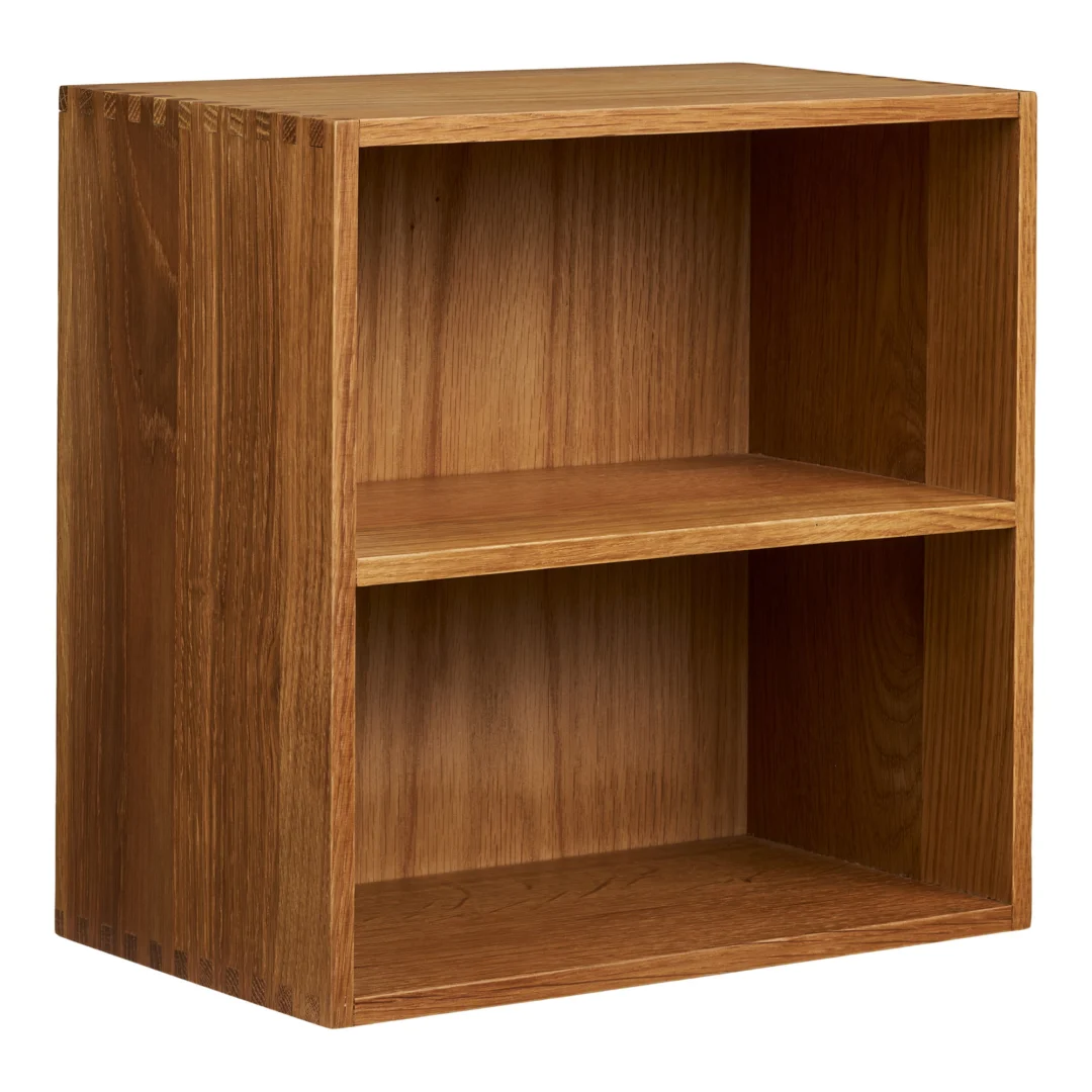 Wandplank Kloobak eiken 30 cm met compacte vakken en warme naturel afwerking