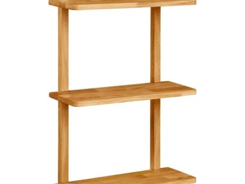 Wandplank Rautang eiken 50 cm met drie planken en naturel houtlook, strak en compact voor wanddecoratie