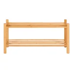 Schoenenrek Skeisane van naturel bamboe, 70 cm breed, met open, lage vorm voor schoenen in hal of kast