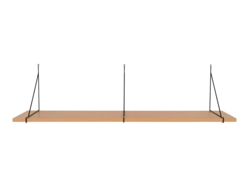 Wandplank Preeldora Staal 120 cm met naturel plank en zwart stalen frame, modern en stevig design