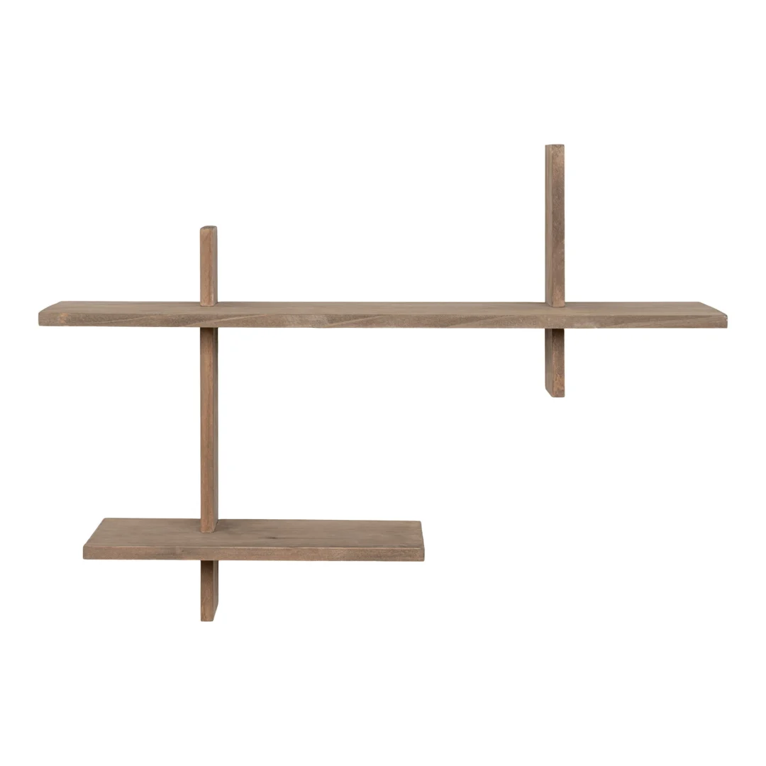 Wandplank Bratislava Naturel 60 cm van dennenhout, met twee planken en warme natuurlijke uitstraling