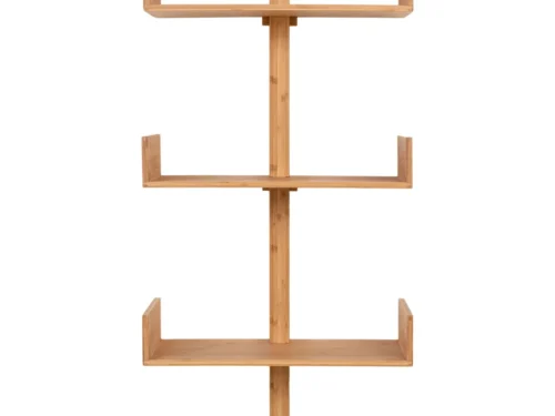 Wandplank Vedo Bamboe 50 cm, naturel houten open wandrek met drie planken en warme uitstraling
