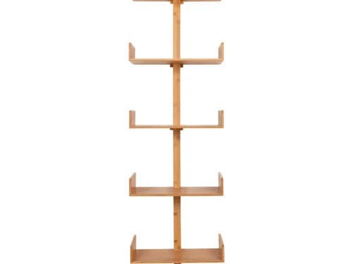 Wandplank Vaanino van naturel bamboe, 180 cm lang, met vijf open planken in een strakke verticale vorm