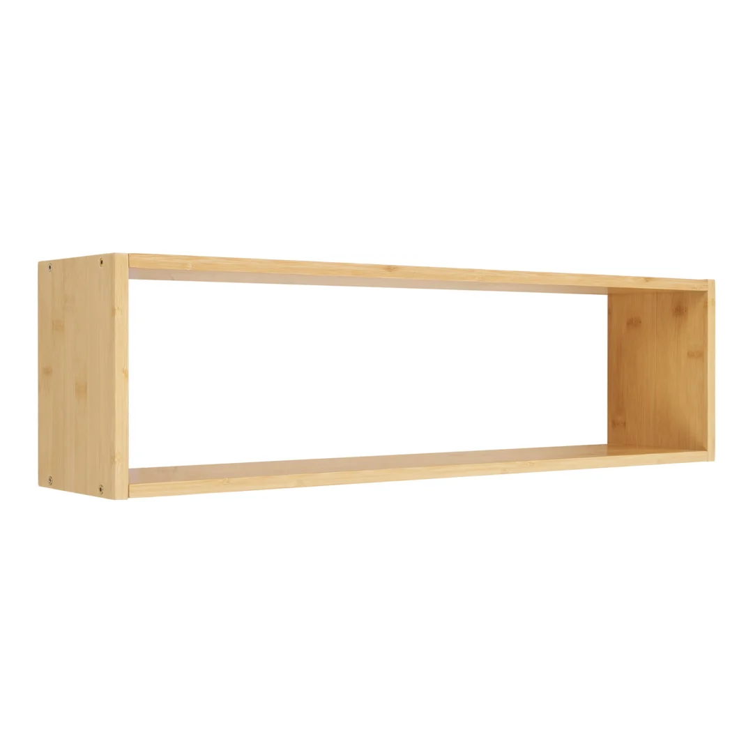 Wandplank Zeeltio Bamboe 70 cm naturel, slank open design voor woonaccessoires in modern interieur