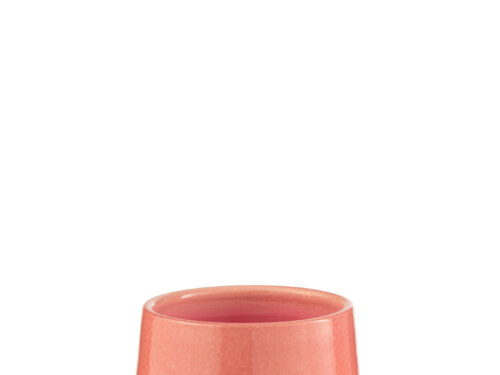 Roze keramische bloempot Flaanira, rond en compact, 17 cm hoog, voor klein plantje of decoratief groen