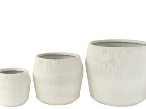 Bloempot Greernano Vezelklei Wit H49,5 cm - Set van 3