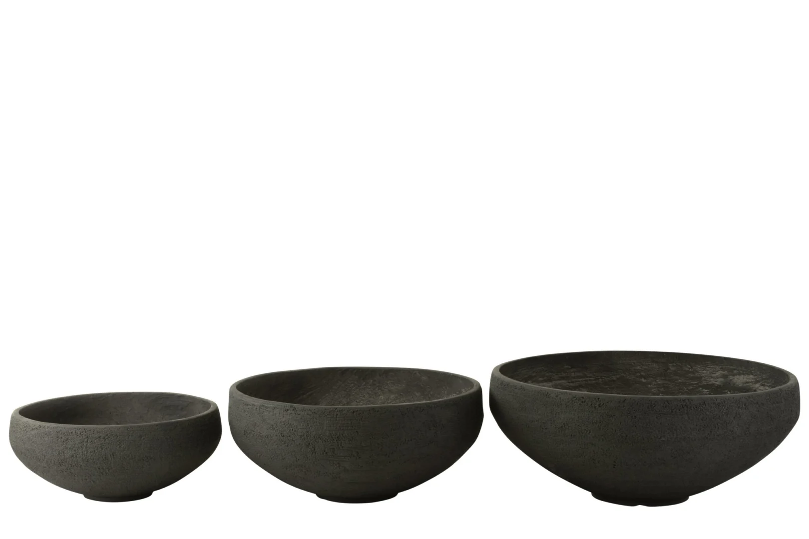 Schaal Grermak vezelklei zwart, set van 3 decoratieve schalen met stevige, ronde vormen