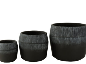Bloempot Linand Vezelklei Zwart H49,5 cm - Set van 3
