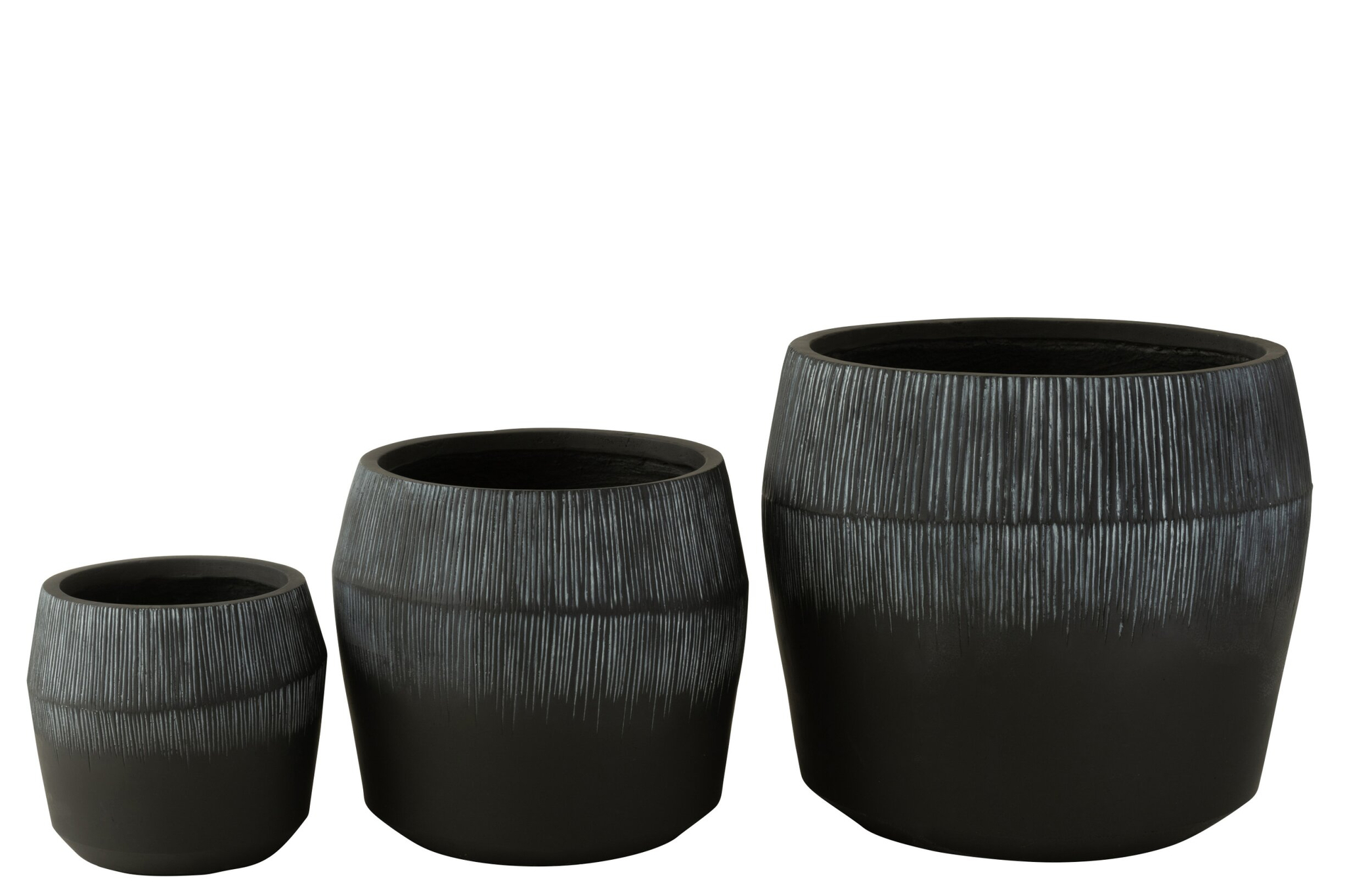 Bloempot Linand Vezelklei Zwart H49,5 cm - Set van 3